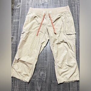 The North Face Men's Beige Cargo Pants with Orange Accent